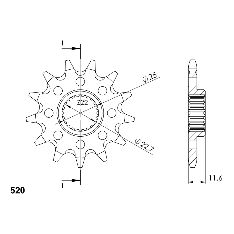 Front sprocket SUPERSPROX 13T, 520