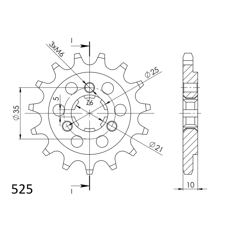 Front sprocket SUPERSPROX 14T, 525