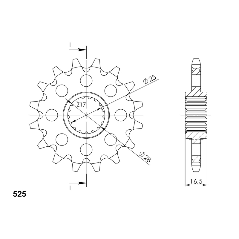 Front sprocket SUPERSPROX 16T, 525