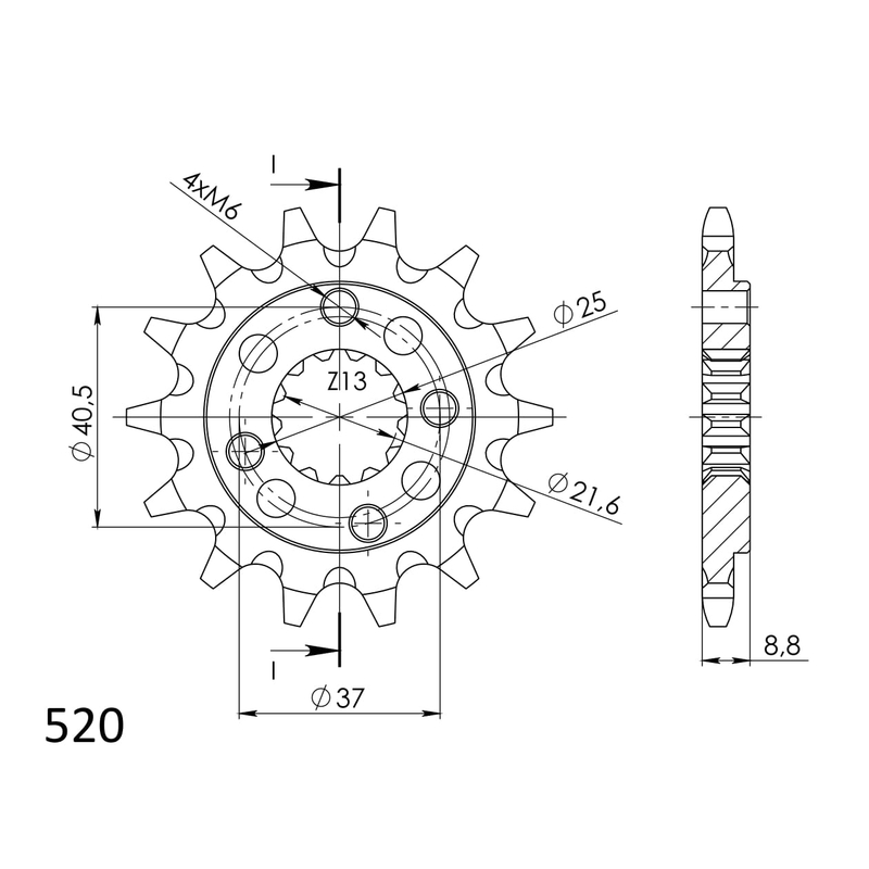 Front sprocket SUPERSPROX 14T, 520