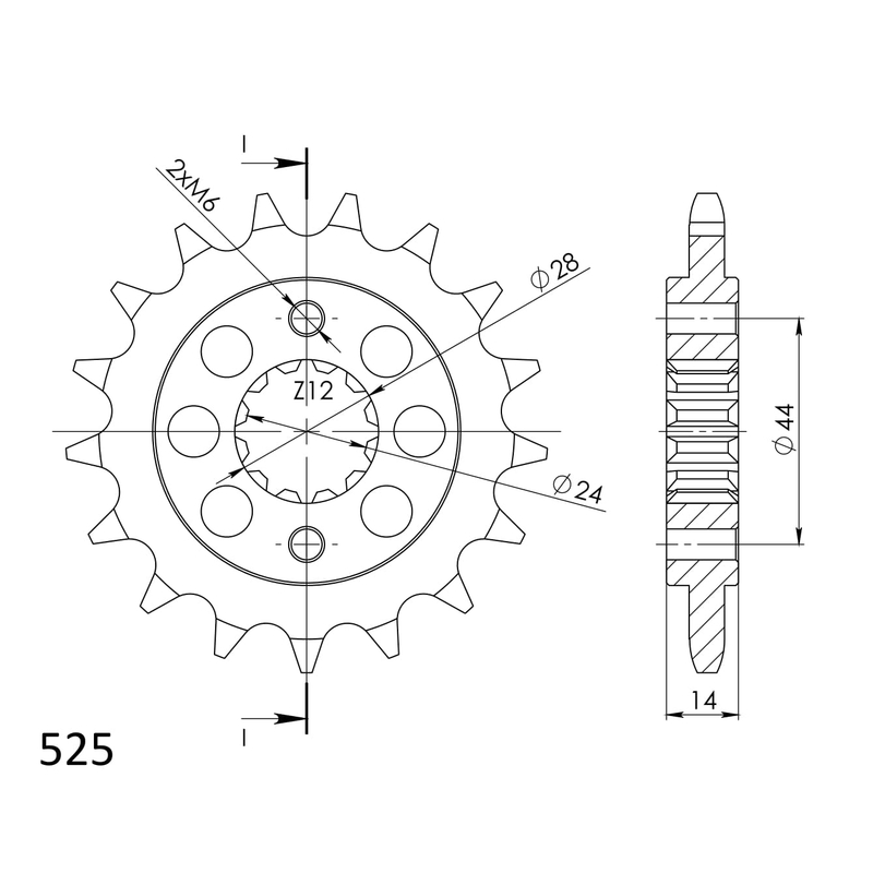 Front sprocket SUPERSPROX 17T, 525