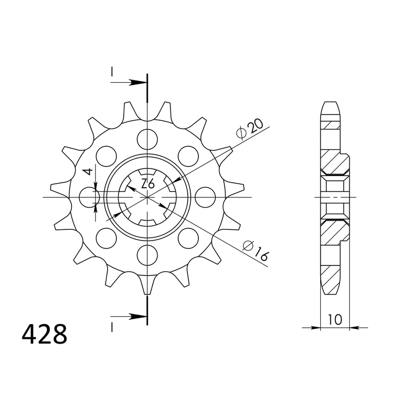 Front sprocket SUPERSPROX 15T, 428