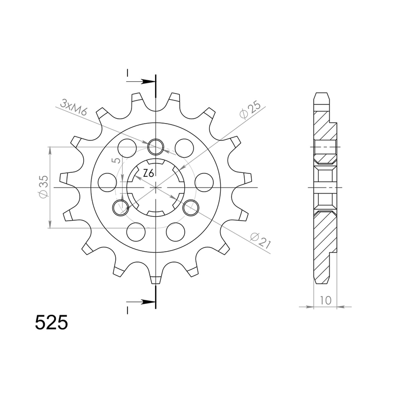 Front sprocket SUPERSPROX 15T, 525