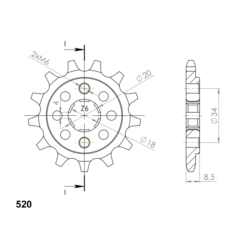 Front sprocket SUPERSPROX 14T, 520