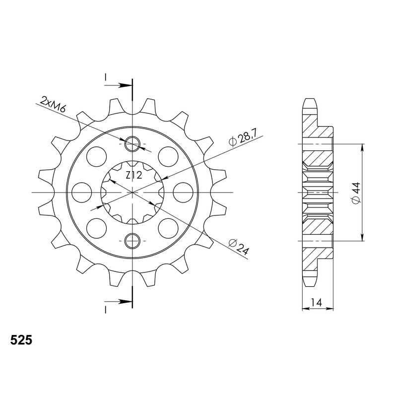Front sprocket SUPERSPROX 16T, 525