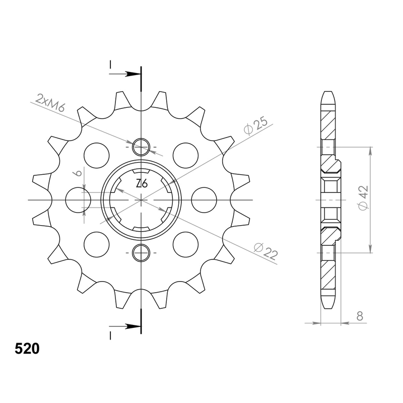 Front sprocket SUPERSPROX 15T, 520