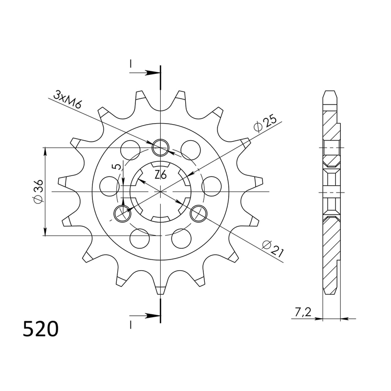 Front sprocket SUPERSPROX 15T, 520