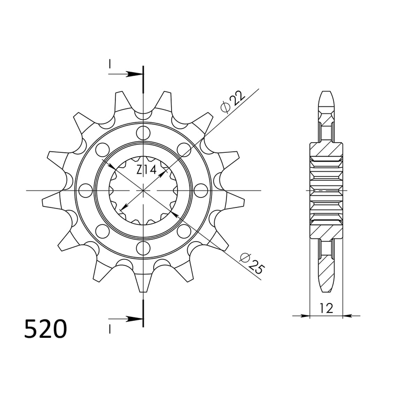 Front sprocket SUPERSPROX 13T, 520