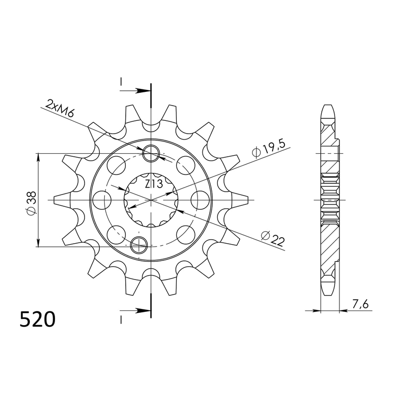 Front sprocket SUPERSPROX 14T, 520
