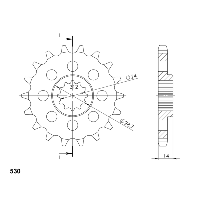 Front sprocket SUPERSPROX 17T, 530
