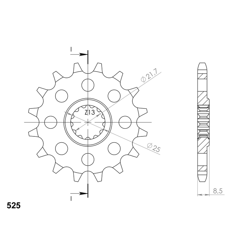 Front sprocket SUPERSPROX 17T, 525
