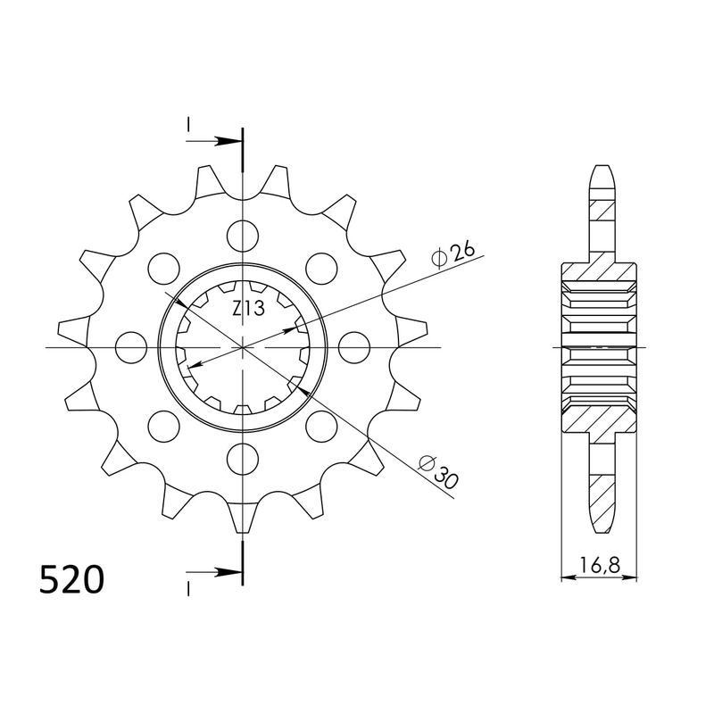 Front sprocket SUPERSPROX 16T, 520