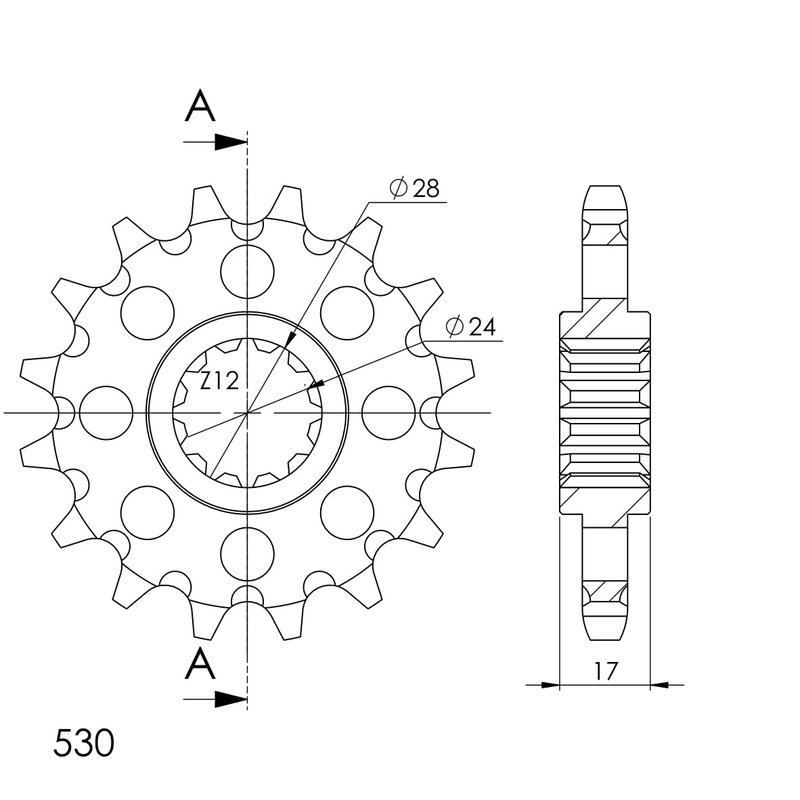 Front sprocket SUPERSPROX 15T, 530