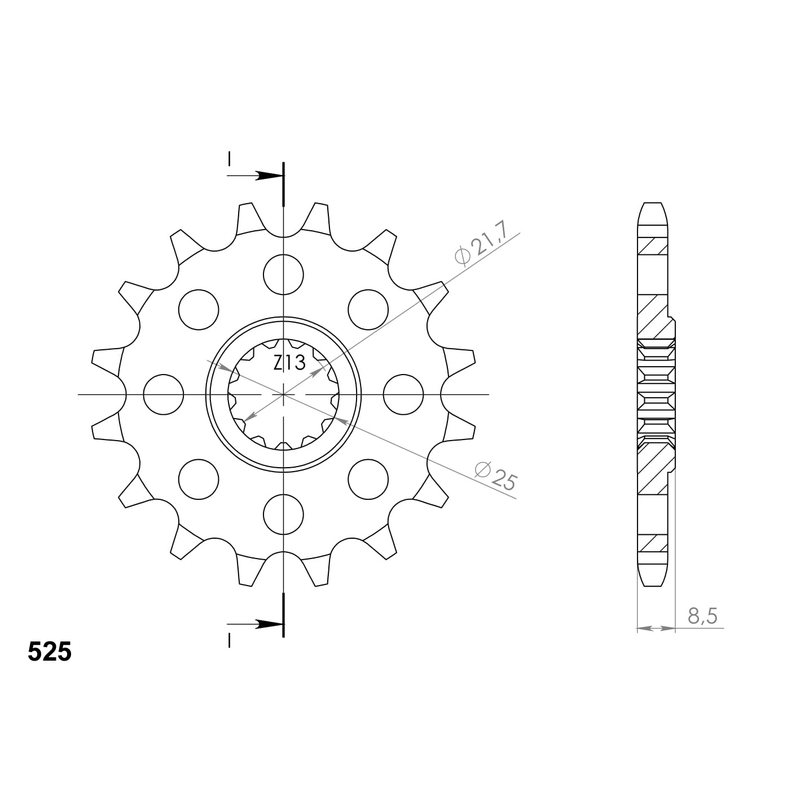 Front sprocket SUPERSPROX 15T, 525