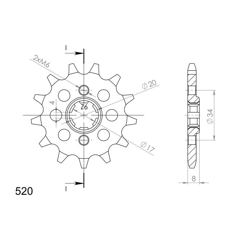 Front sprocket SUPERSPROX 14T, 520