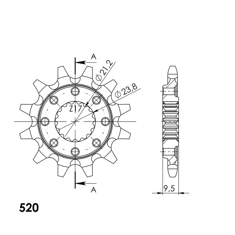 Front sprocket SUPERSPROX 12T, 520