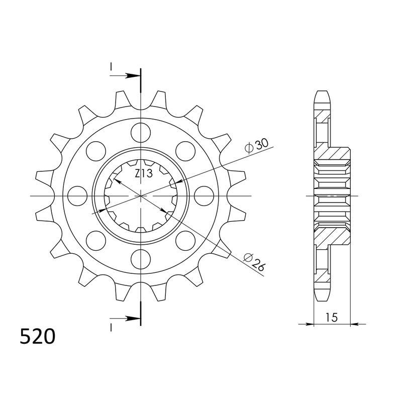 Front sprocket SUPERSPROX 17T, 520