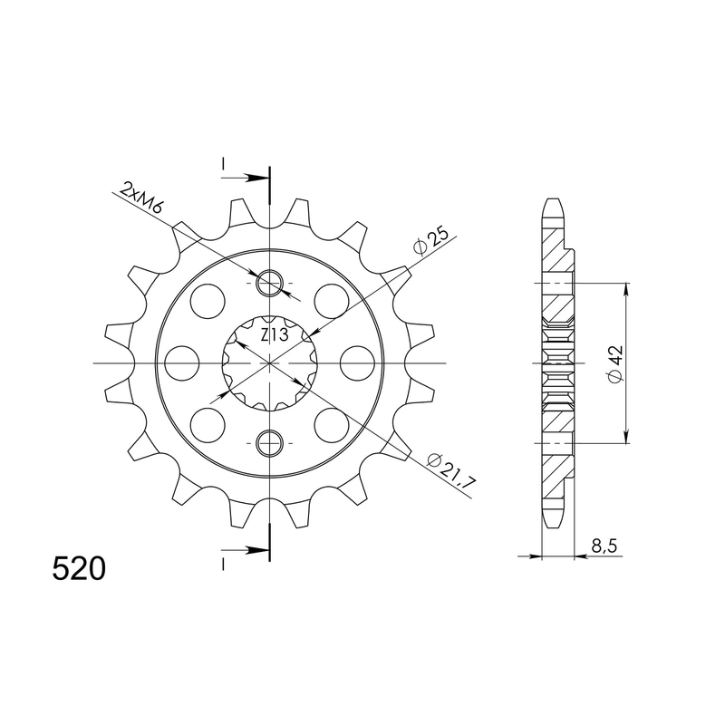 Front sprocket SUPERSPROX 16T, 520