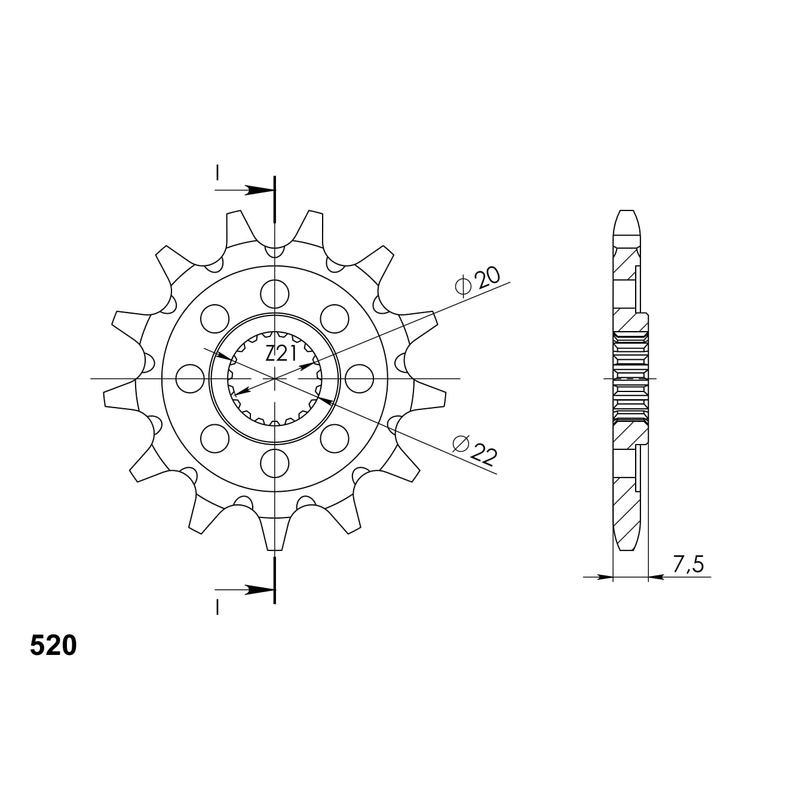 Front sprocket SUPERSPROX 13T, 520