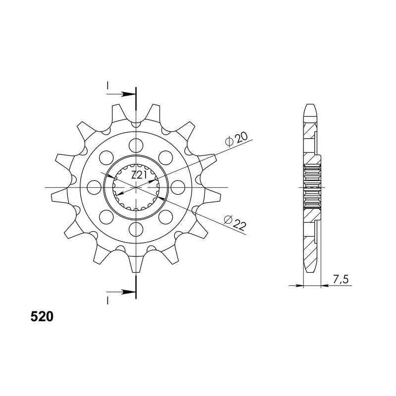 Front sprocket SUPERSPROX 14T, 520