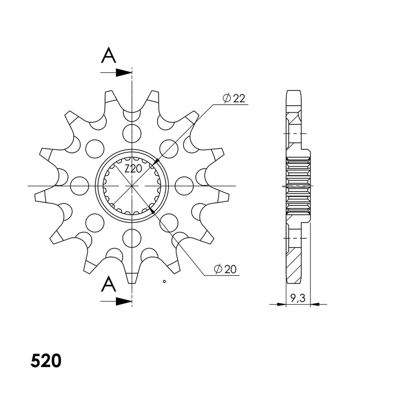 Front sprocket SUPERSPROX 13T, 520