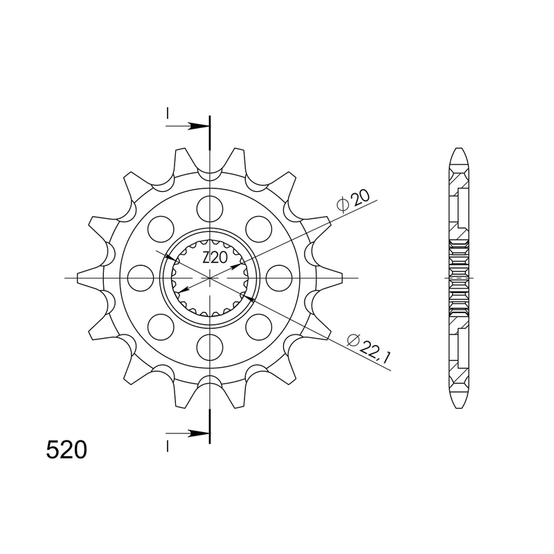 Front sprocket SUPERSPROX 13T, 520
