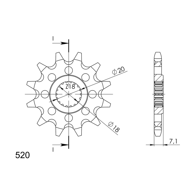 Front sprocket SUPERSPROX 12T, 520