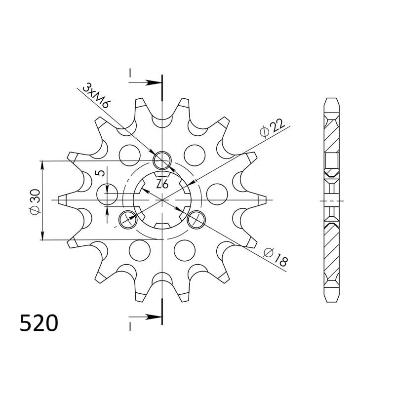 Front sprocket SUPERSPROX 13T, 520