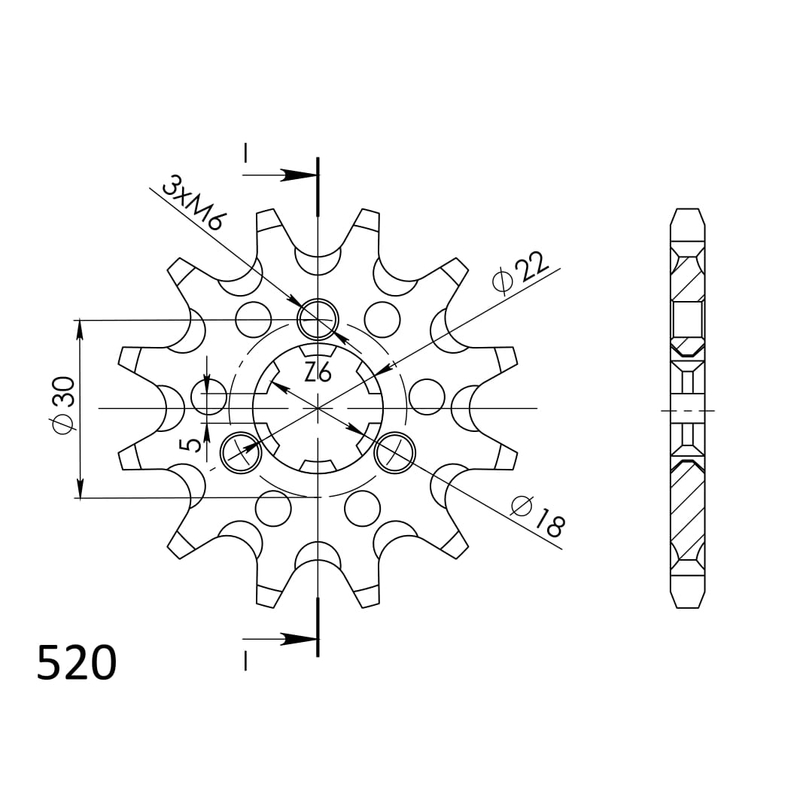 Front sprocket SUPERSPROX 12T, 520