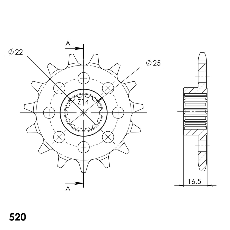 Front sprocket SUPERSPROX 15T, 520