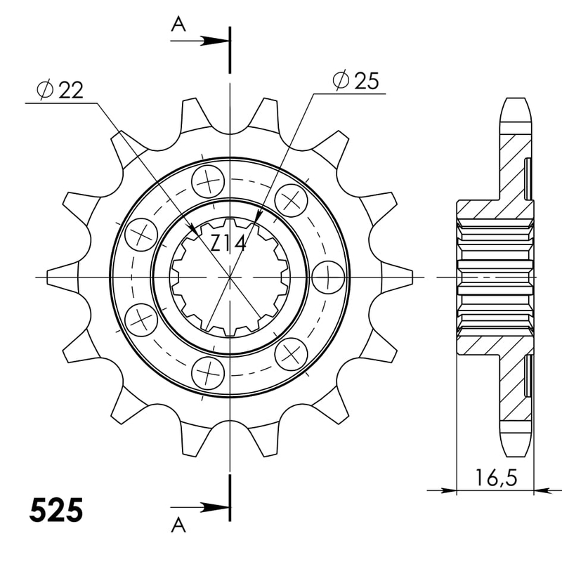 Front sprocket SUPERSPROX 15T, 525