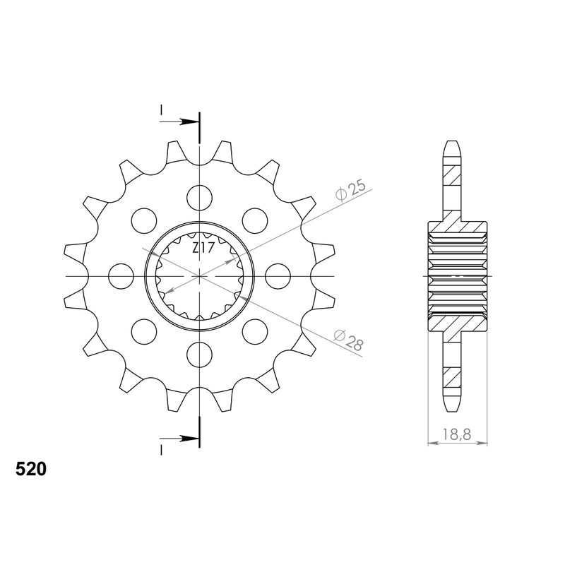 Front sprocket SUPERSPROX 17T, 520