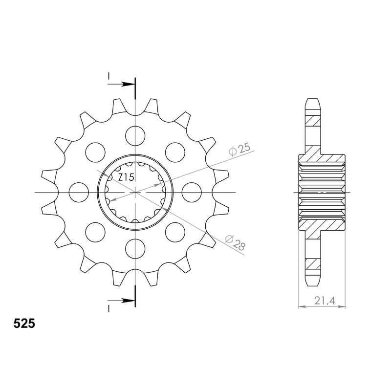 Front sprocket SUPERSPROX 17T, 525