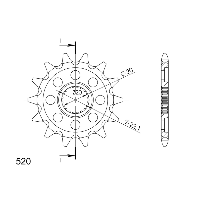 Front sprocket SUPERSPROX 14T, 520