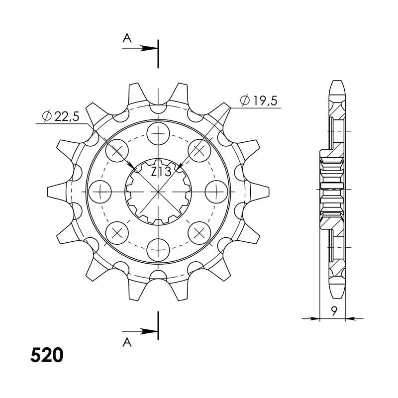 Front sprocket SUPERSPROX 14T, 520