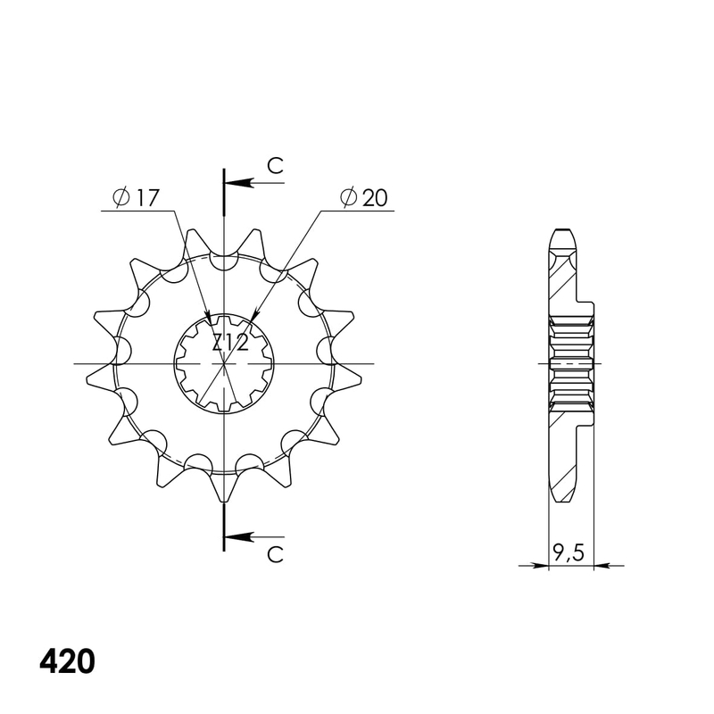 Front sprocket SUPERSPROX 13T, 420
