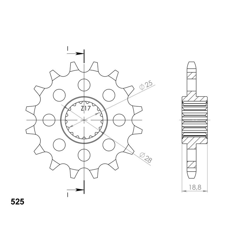 Front sprocket SUPERSPROX 17T, 525 wyprzedaż