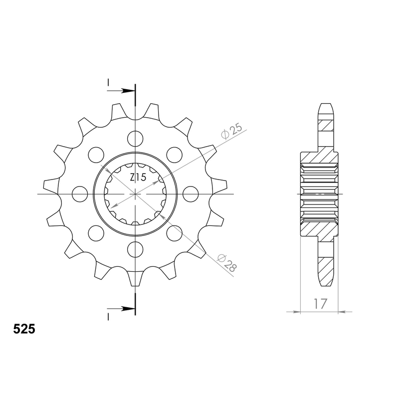 Front sprocket SUPERSPROX 15T, 525