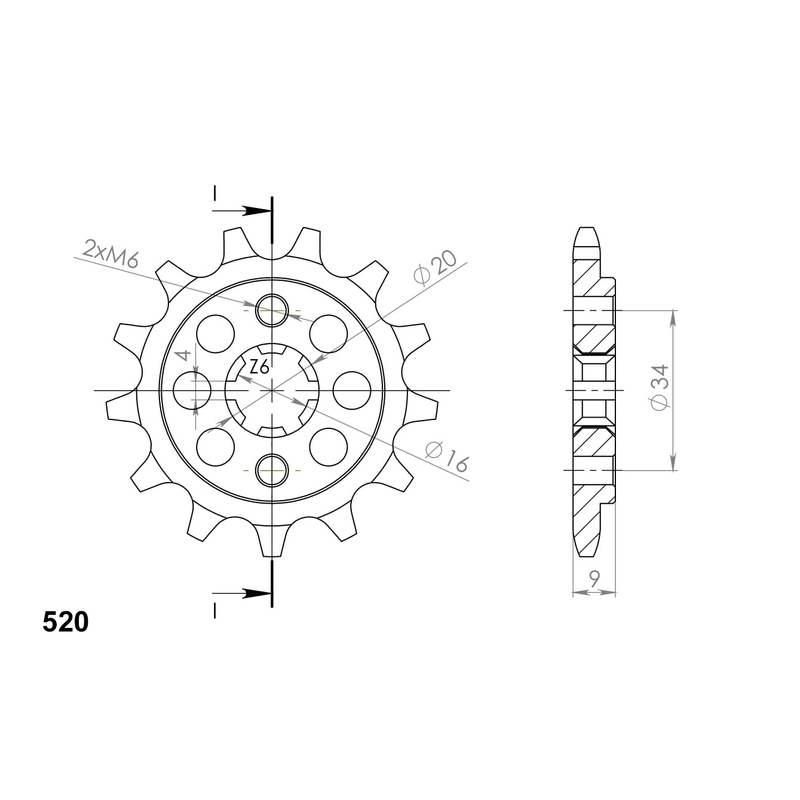 Front sprocket SUPERSPROX 13T, 520