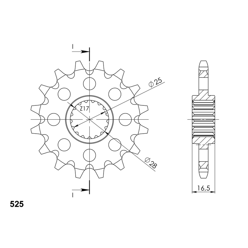 Front sprocket SUPERSPROX 17T, 525