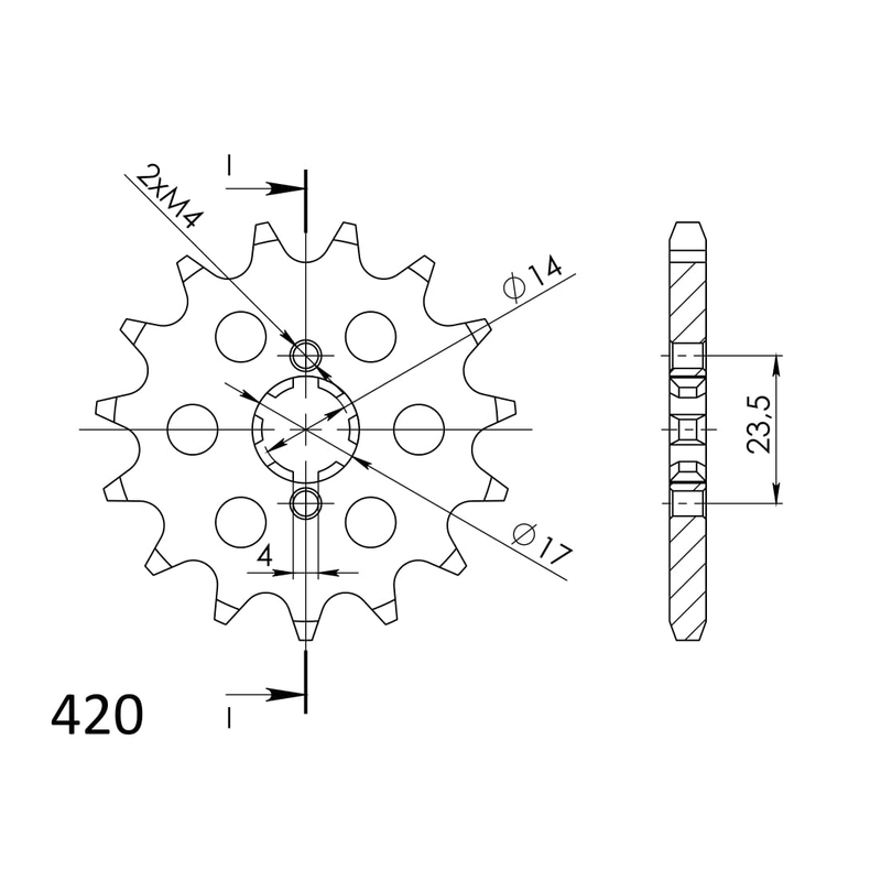 Front sprocket SUPERSPROX 14T, 420