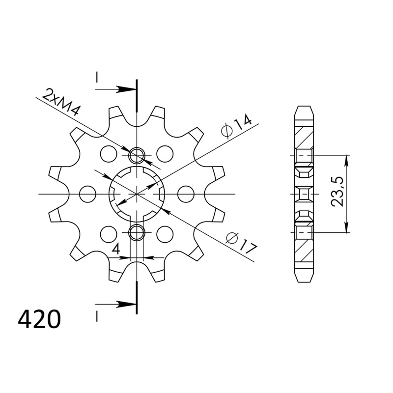 Front sprocket SUPERSPROX 13T, 420