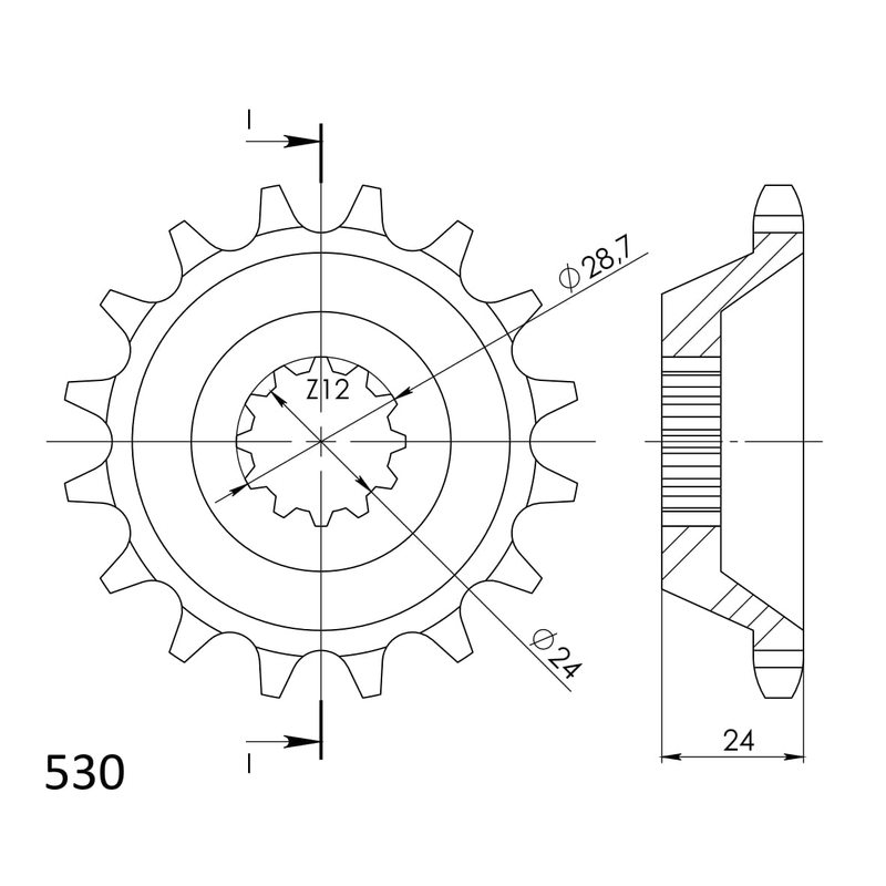 Front sprocket SUPERSPROX 17T, 530