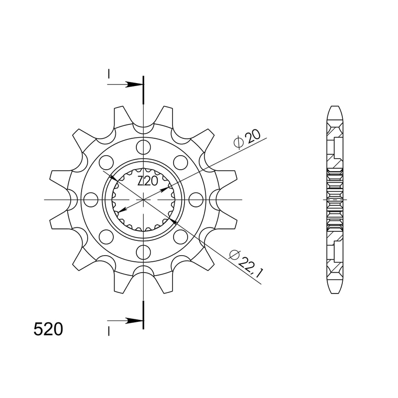 Front sprocket SUPERSPROX 12T, 520