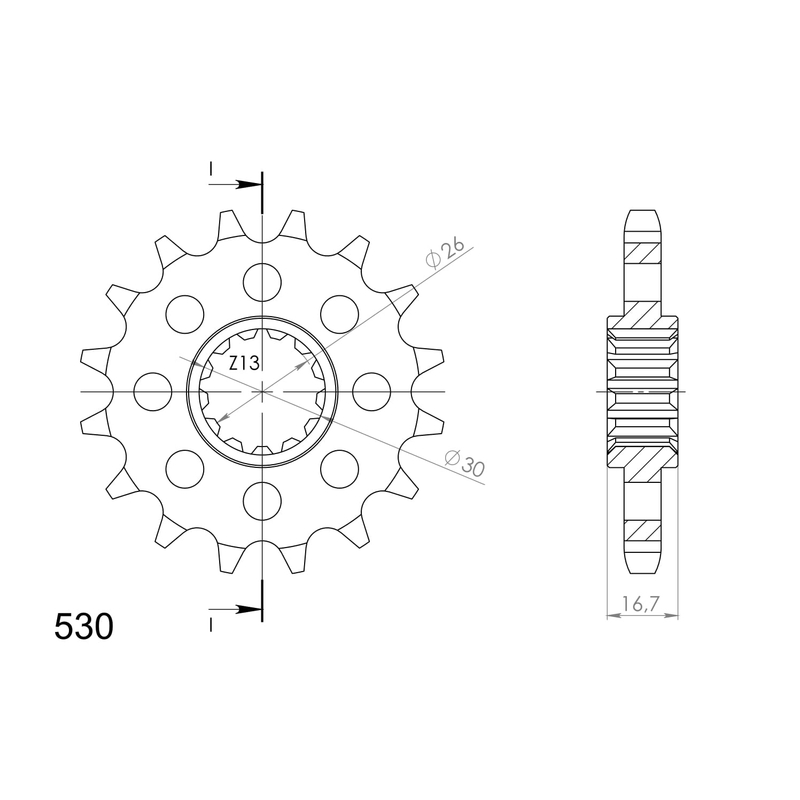 Front sprocket SUPERSPROX 16T, 530