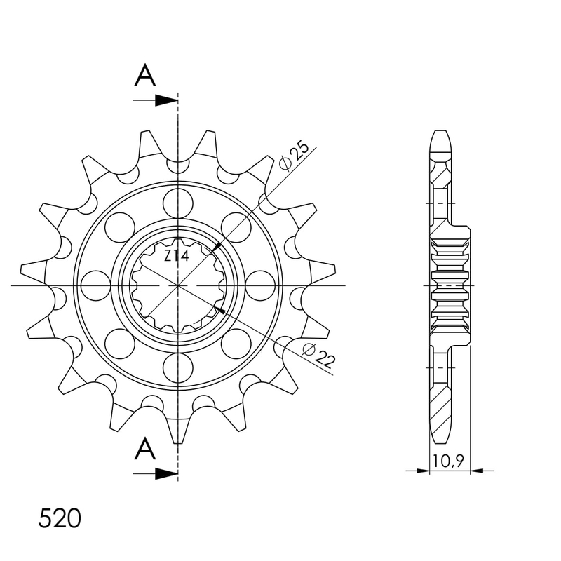 Front sprocket SUPERSPROX 15T, 520