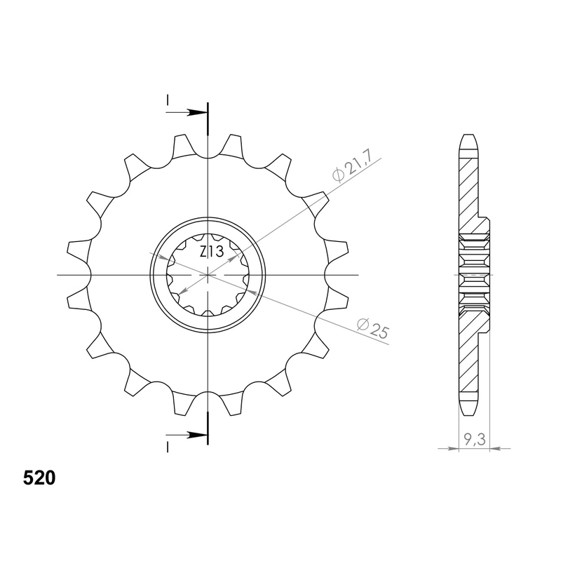 Front sprocket SUPERSPROX 14T, 520