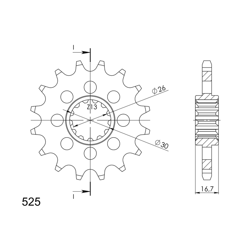 Front sprocket SUPERSPROX 16T, 525