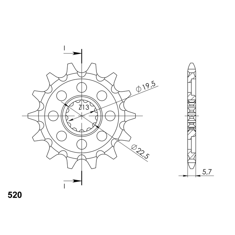 Front sprocket SUPERSPROX 13T, 520