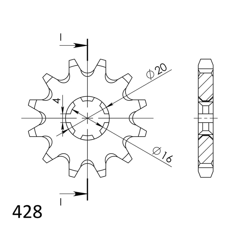 Front sprocket SUPERSPROX 11T, 428